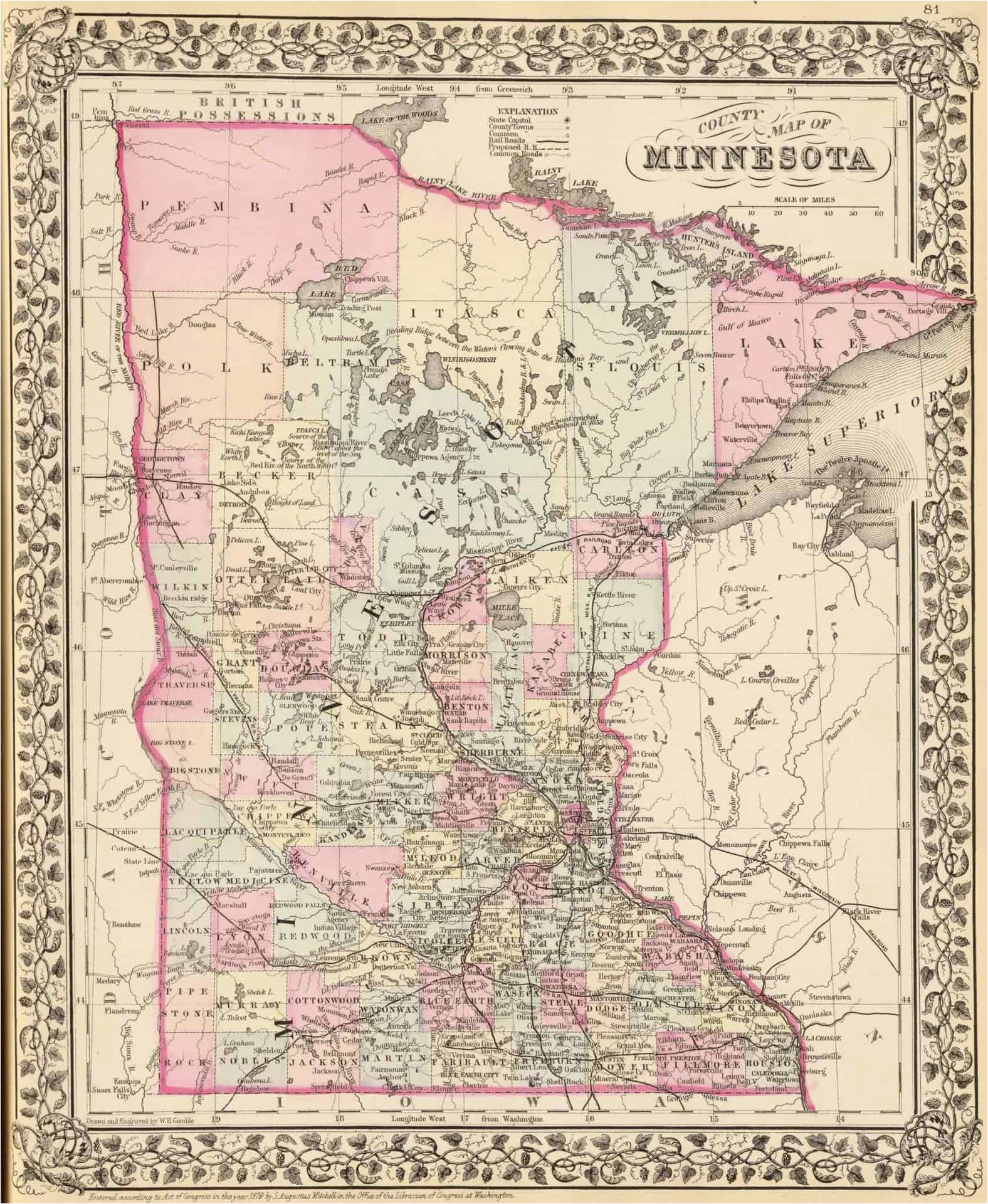 old historical city county and state maps of minnesota