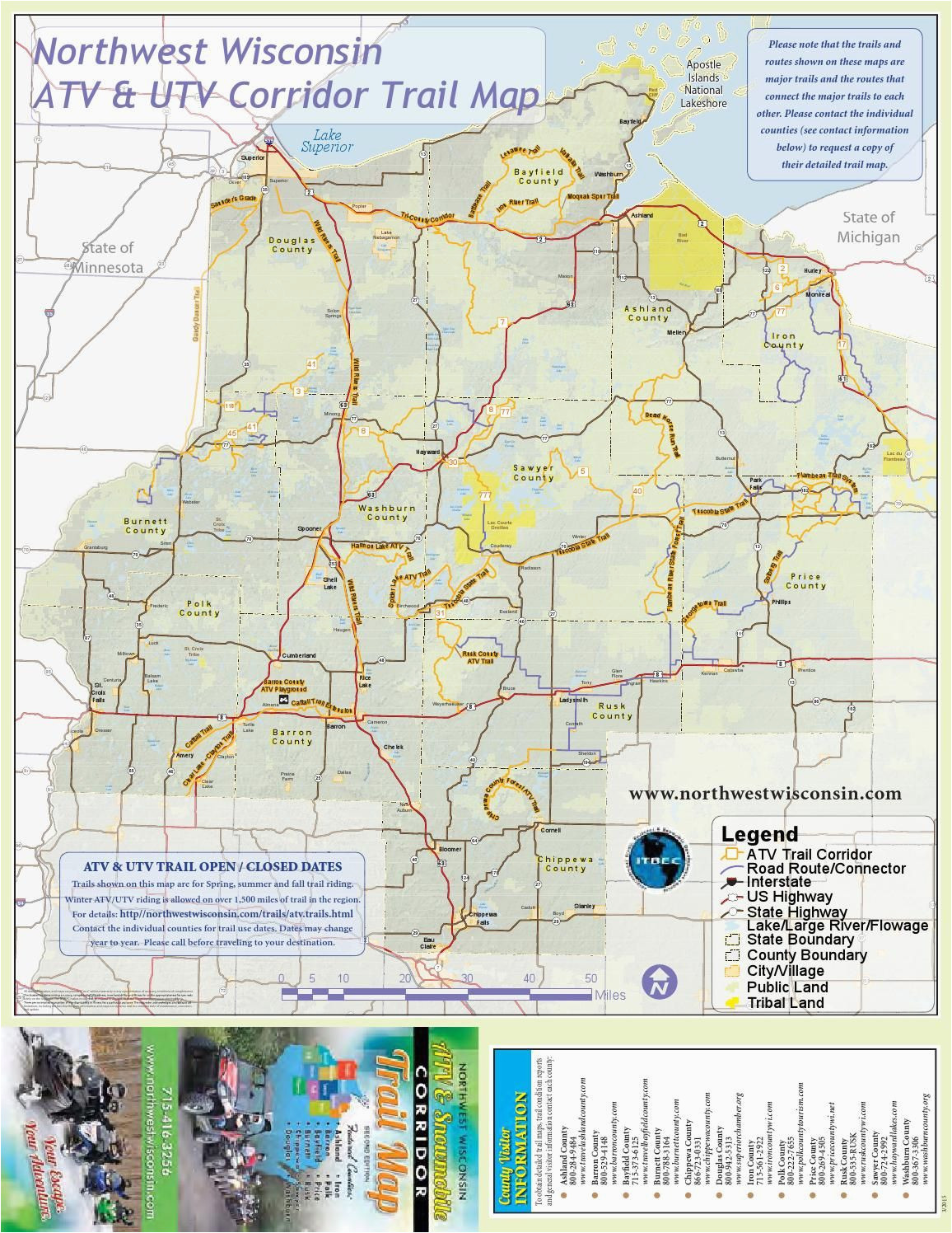 nw wisconsin atv snowmobile corridor map 4 wheeling trail maps