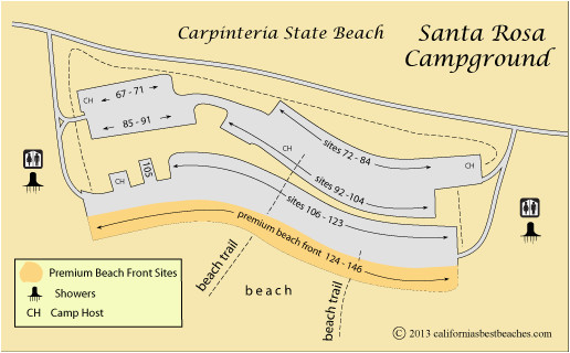map of santa rosa campground in carpinteria state beach ca