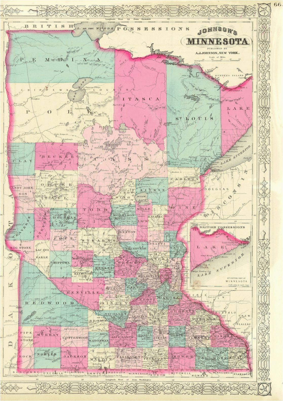 1852 mitchell minnesota territory map before north or south dakota