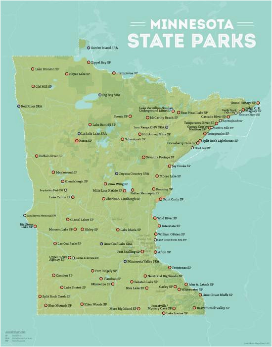 minnesota state parks map 11x14 print