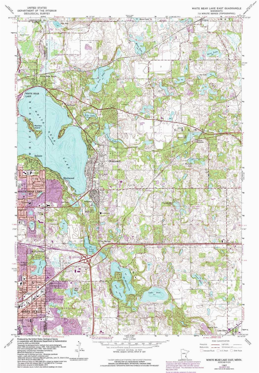 white bear lake east topographic map mn usgs topo quad 45092a8
