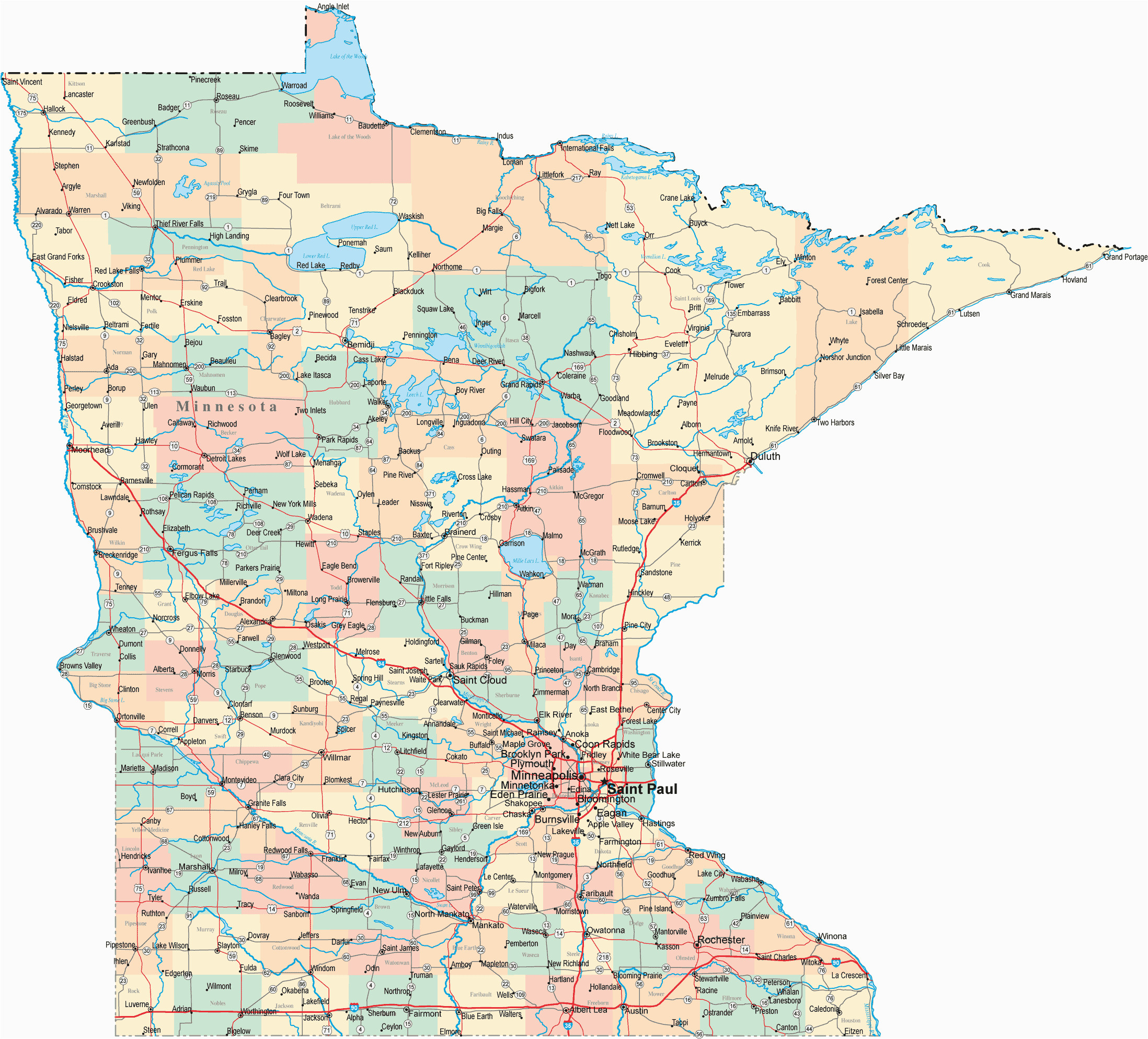 Minnesota Map Cities and towns | secretmuseum