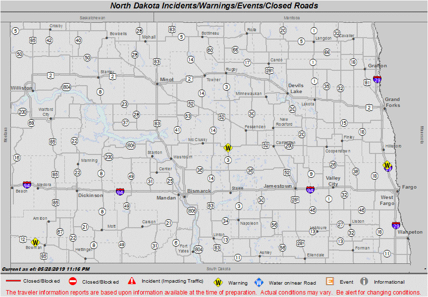 nd dot road report map
