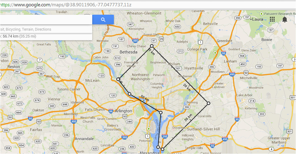 google maps has finally added a geodesic distance measuring tool