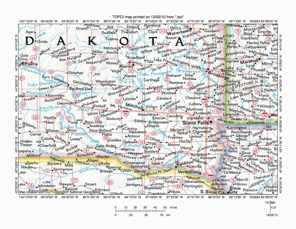 missouri river drainage basin landform origins in south dakota usa