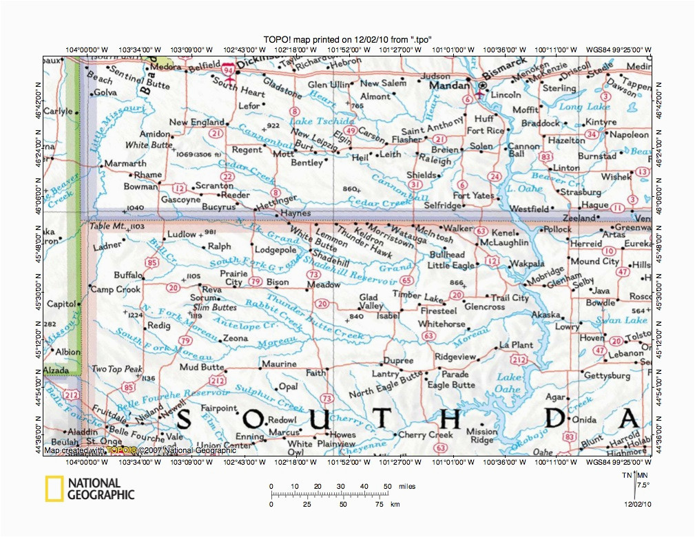 missouri river drainage basin landform origins in south dakota usa