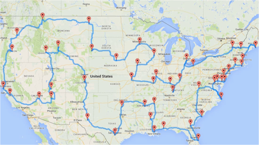 this map shows the ultimate u s road trip mental floss