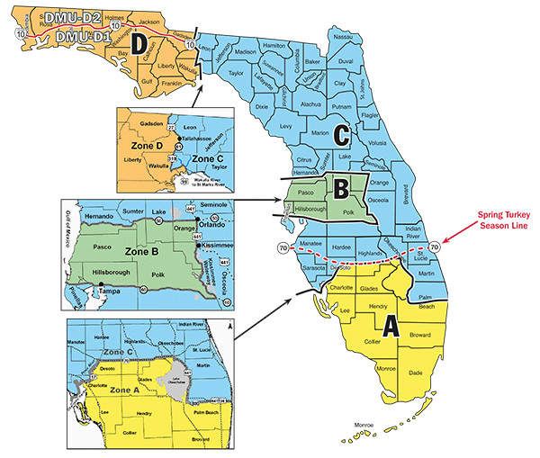 hunt zones map hunting in florida deer hog and turkey map