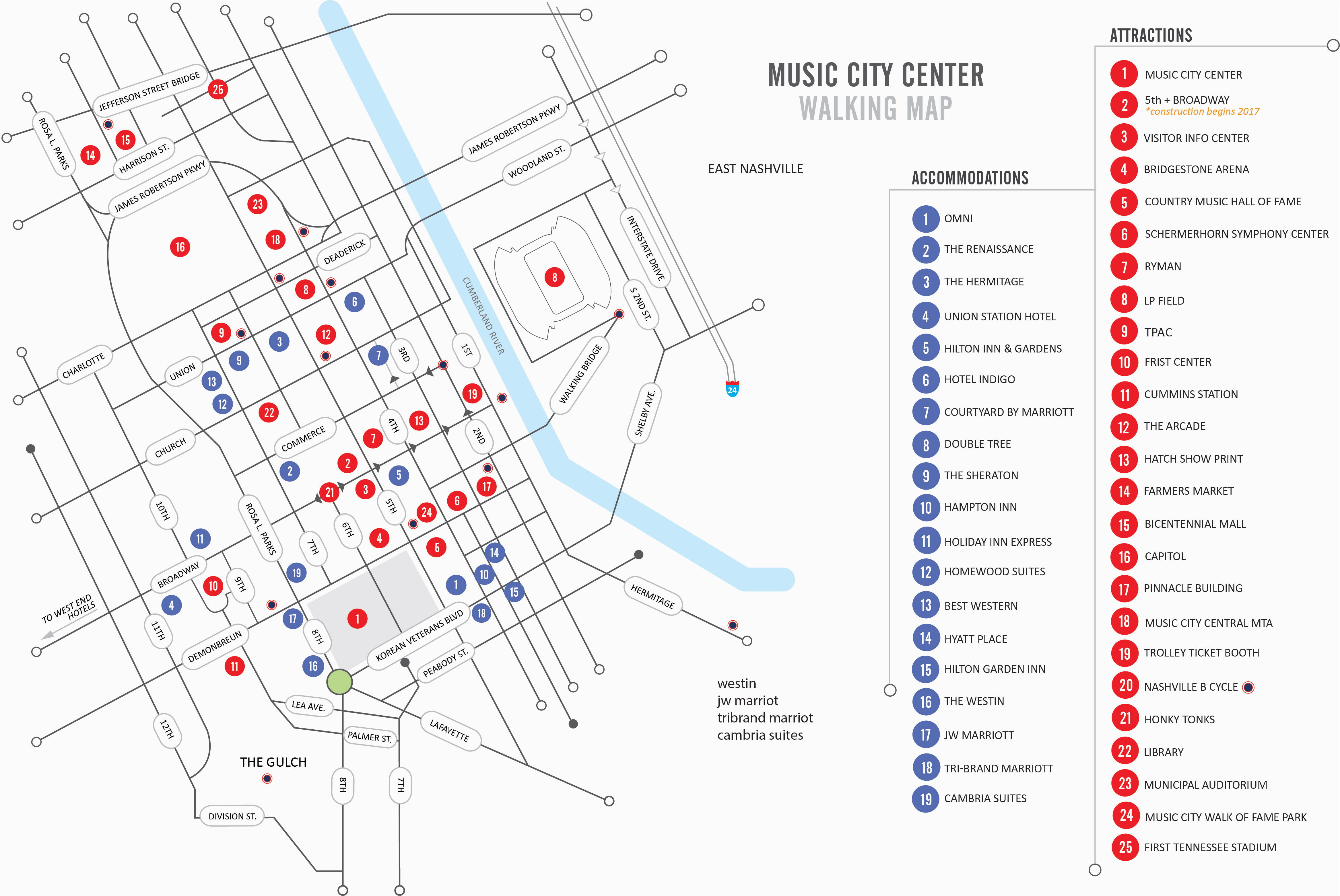 Nashville Tennessee attractions Map Walking Map Nashvillemusiccitycenter Com