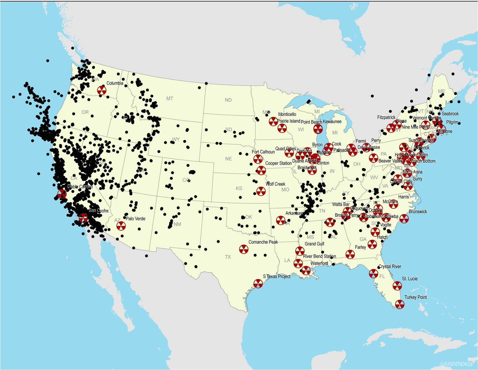 map of nuclear plants in us us nuclear map awesome us map nuclear