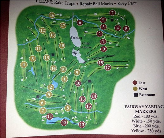 a map of the holes on both courses at white pines golf club