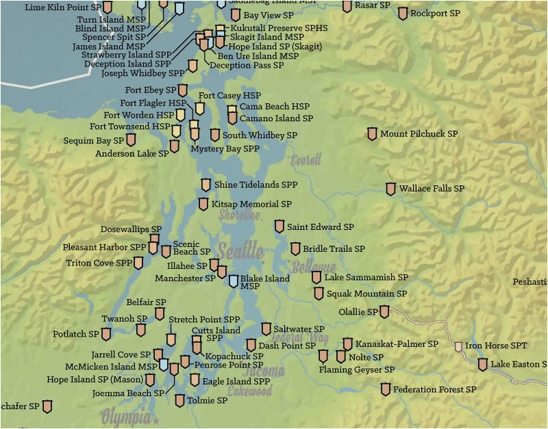 washington state parks map 11x14 print best maps ever