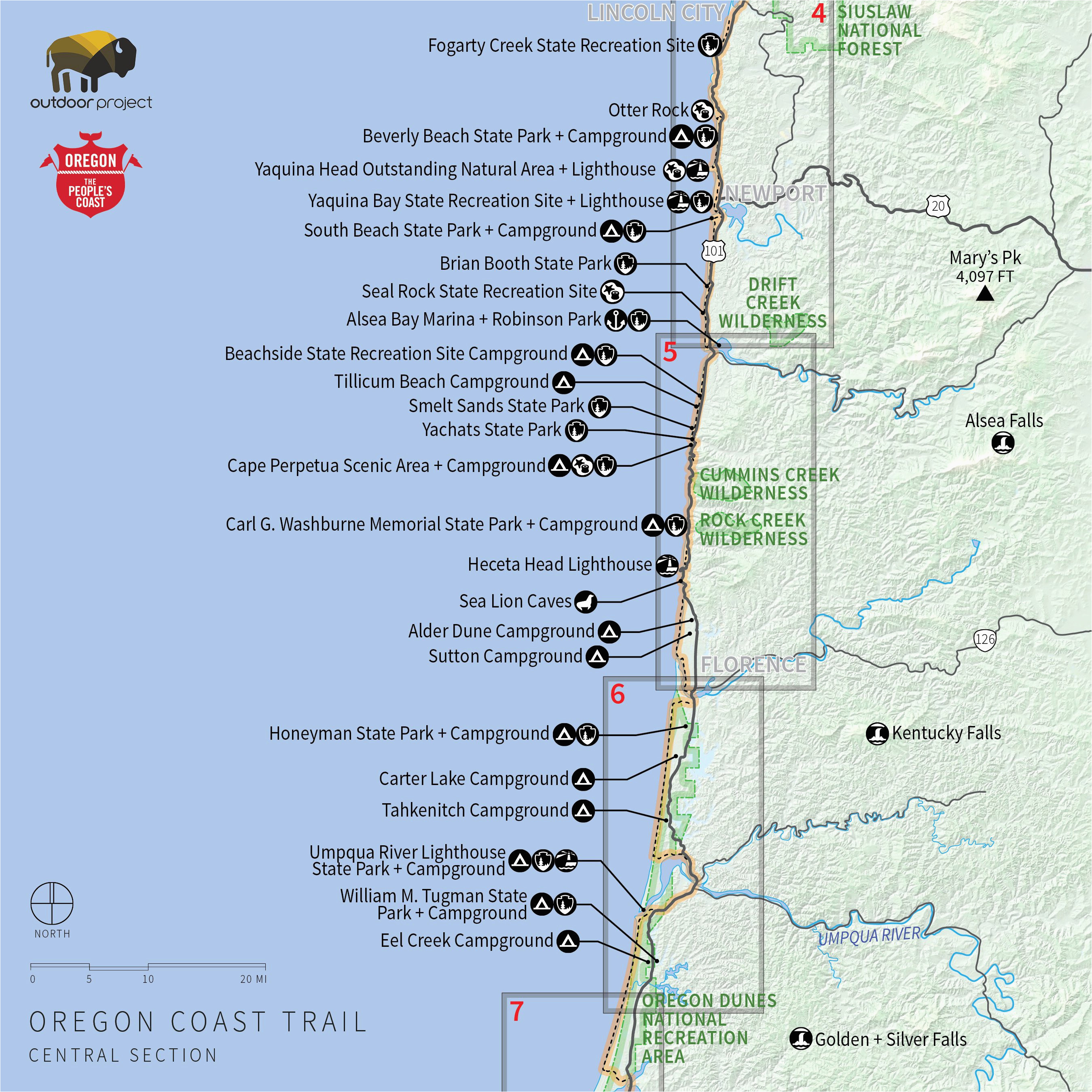 Oregon Coastal Map with towns | secretmuseum