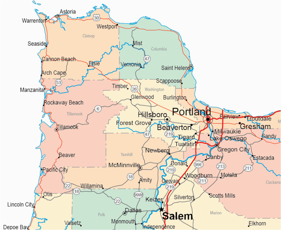 Oregon County Map with Major Cities | secretmuseum