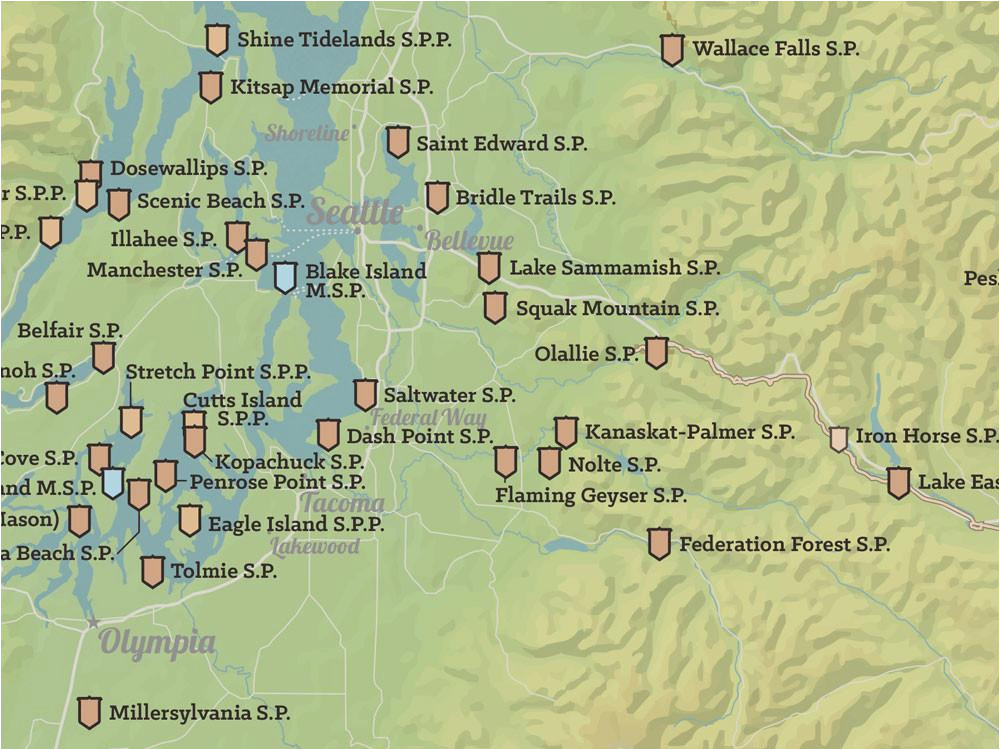 washington state parks map 18x24 poster best maps ever