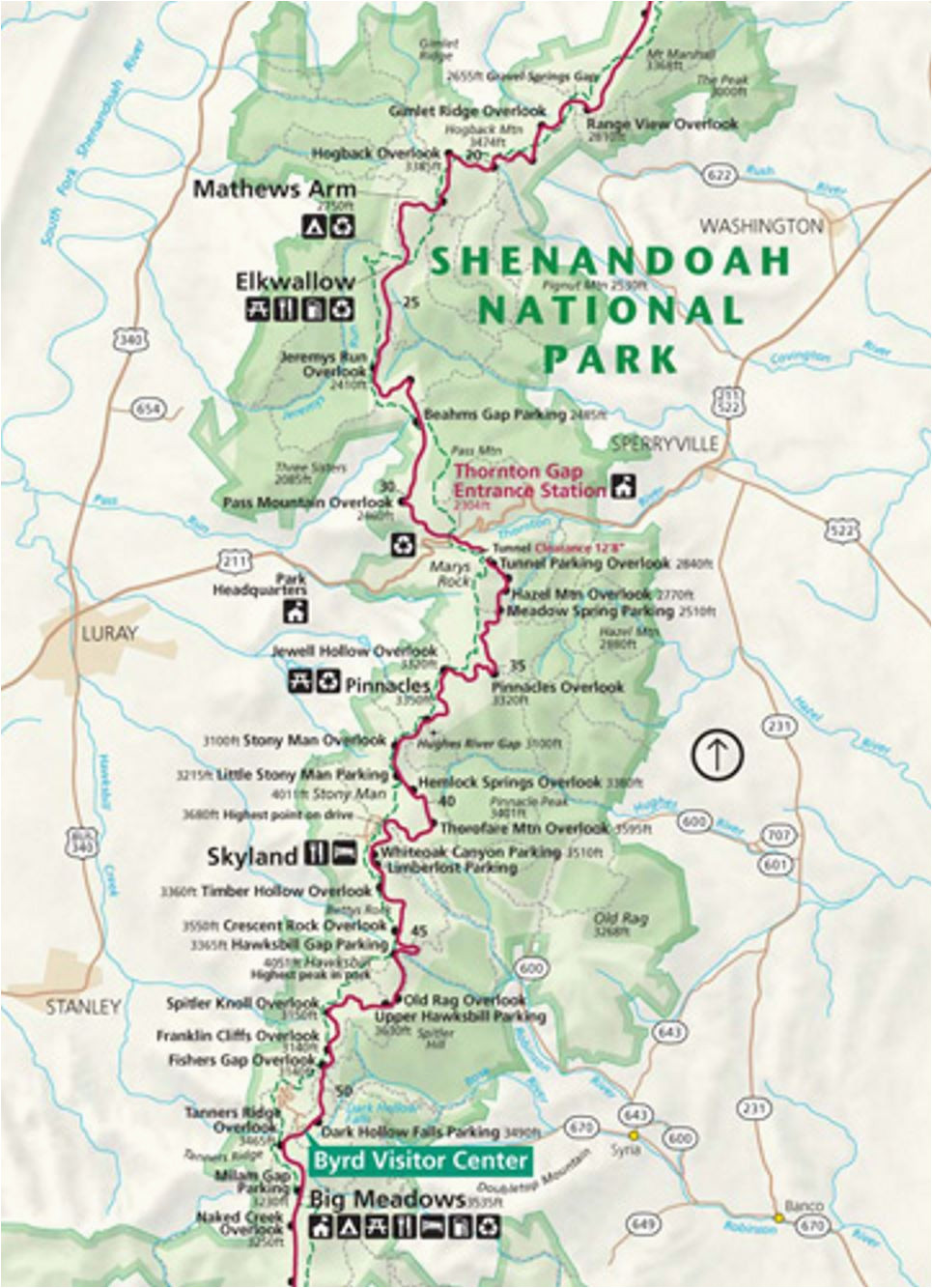 Map Of Shenandoah National Park Maps Model Online