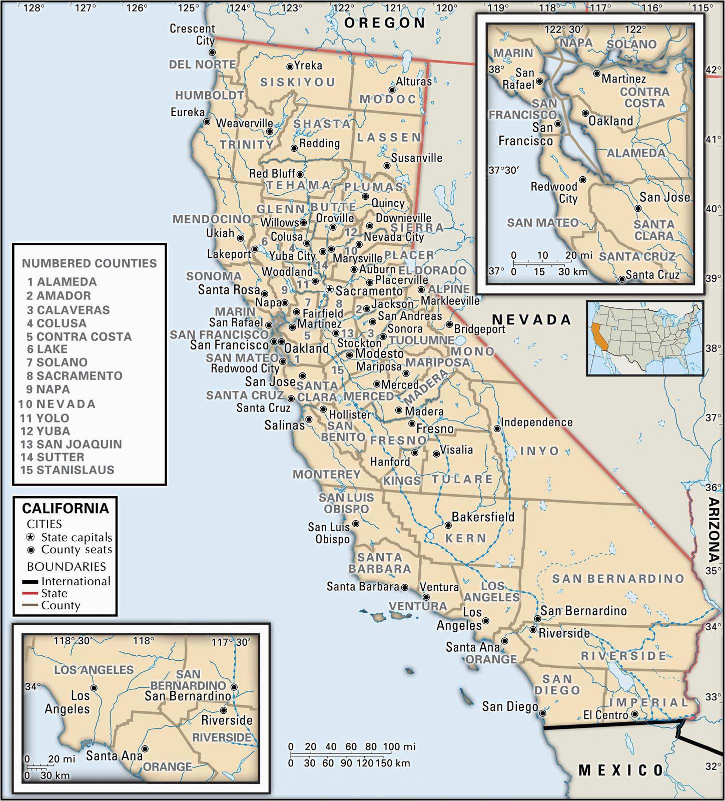state and county maps of california