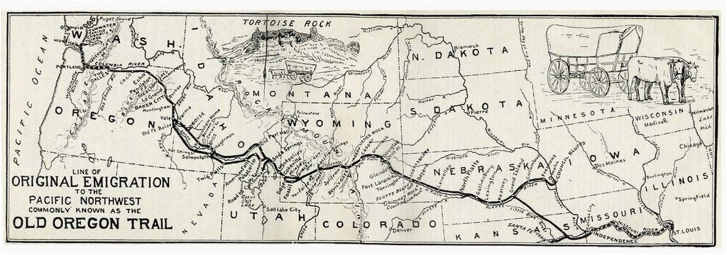 map of the oregon trail with landmarks secretmuseum