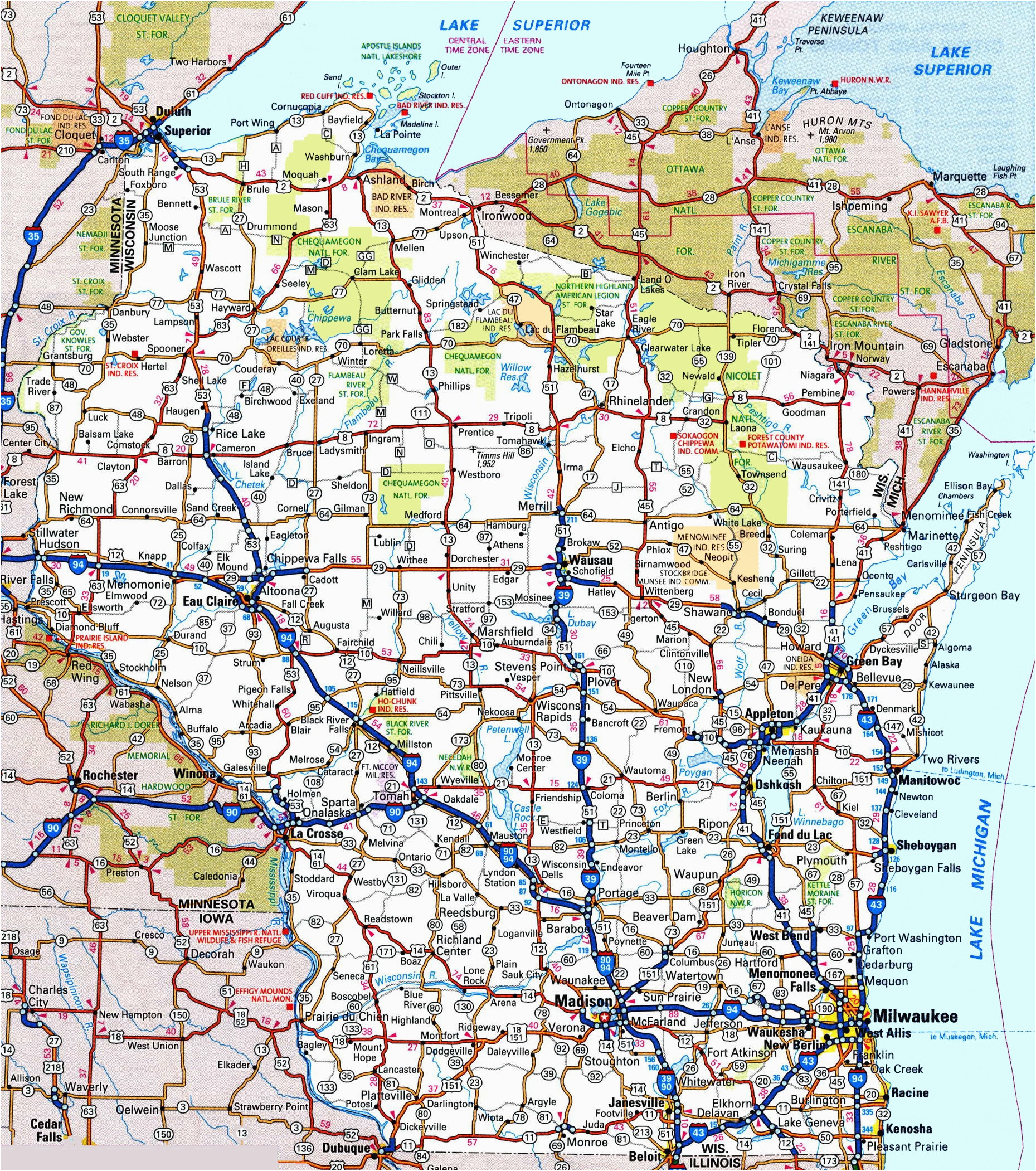 wisconsin road map