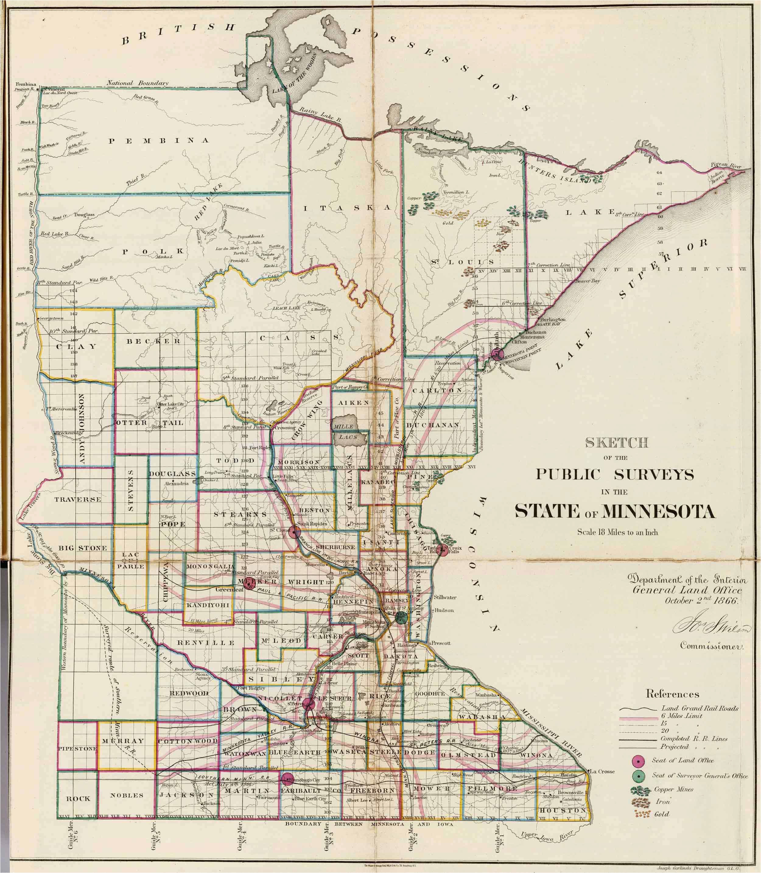 old historical city county and state maps of minnesota