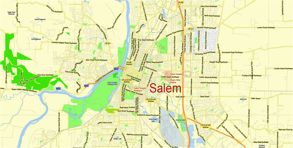 portland vancouver oregon city salem large area printable map