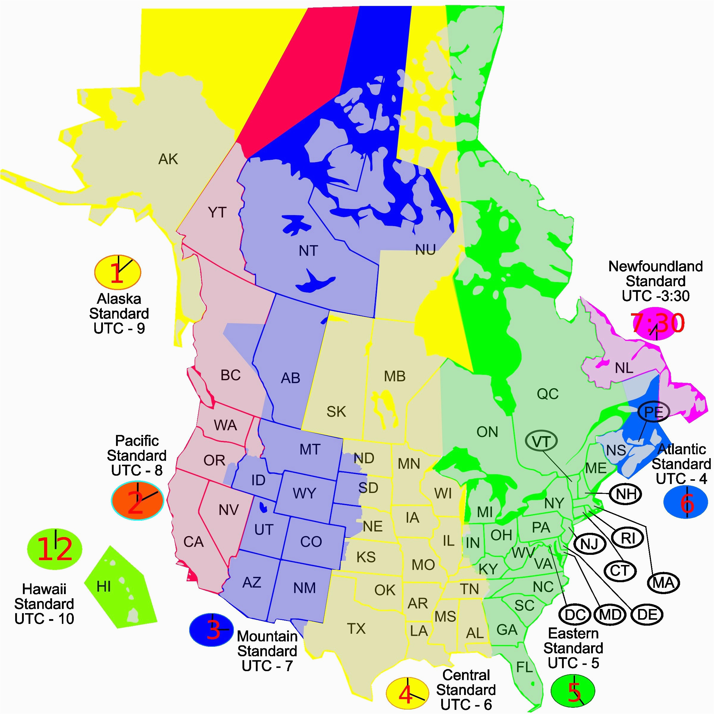 Canada Time Zones Map