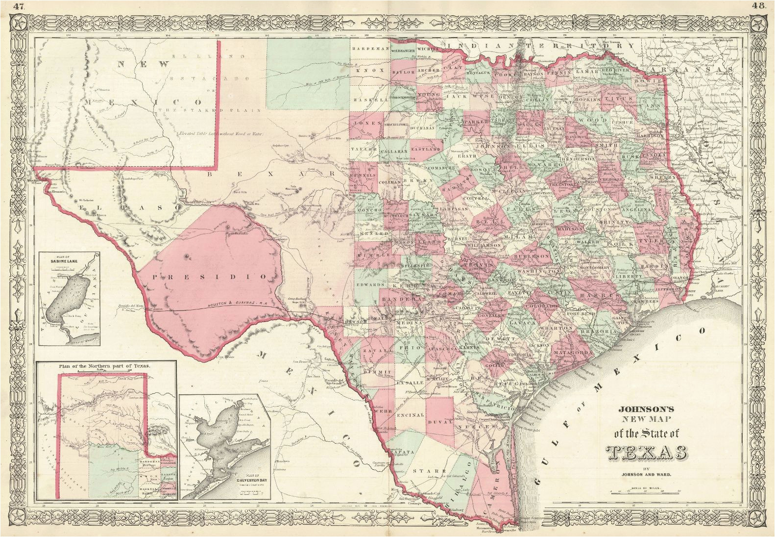 johnson s new map of the state of texas johnson ward johnson
