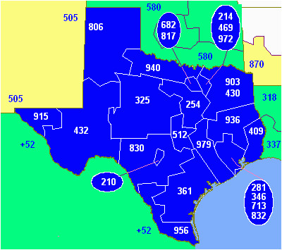 category area codes in texas wikipedia