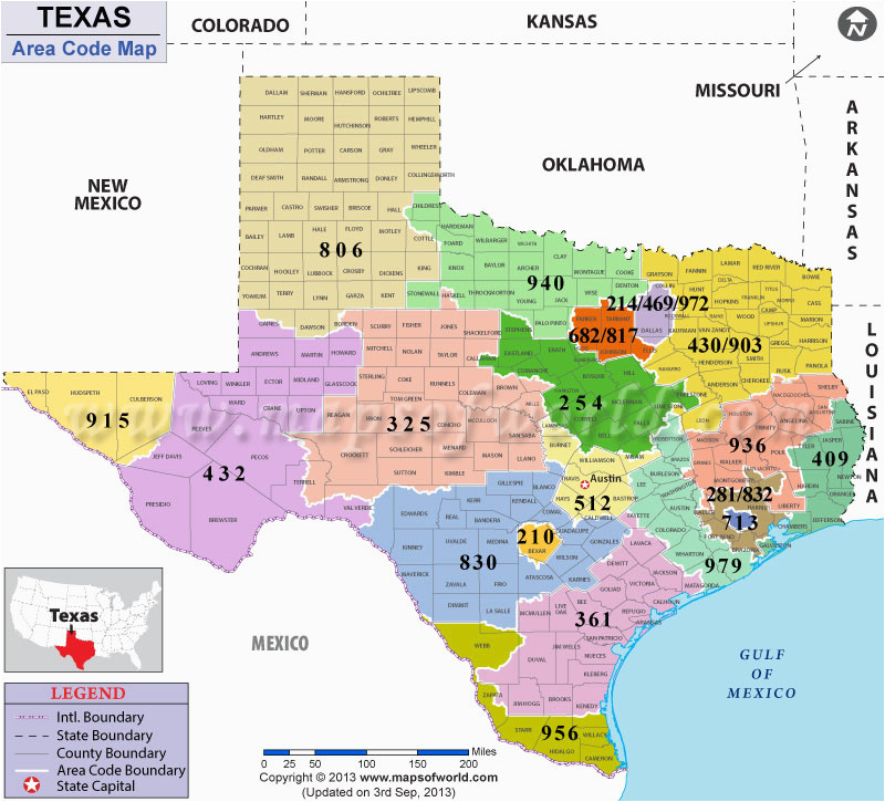 texas area codes map of texas area codes