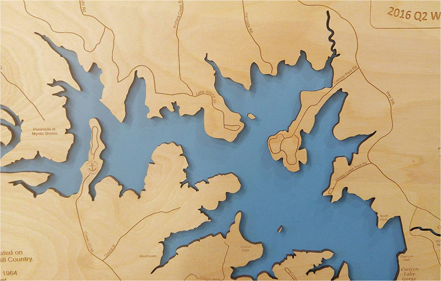 amazon com canyon lake texas framed wood map wall hanging handmade