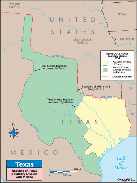 texas historical map republic of texas boundary dispute with mexico