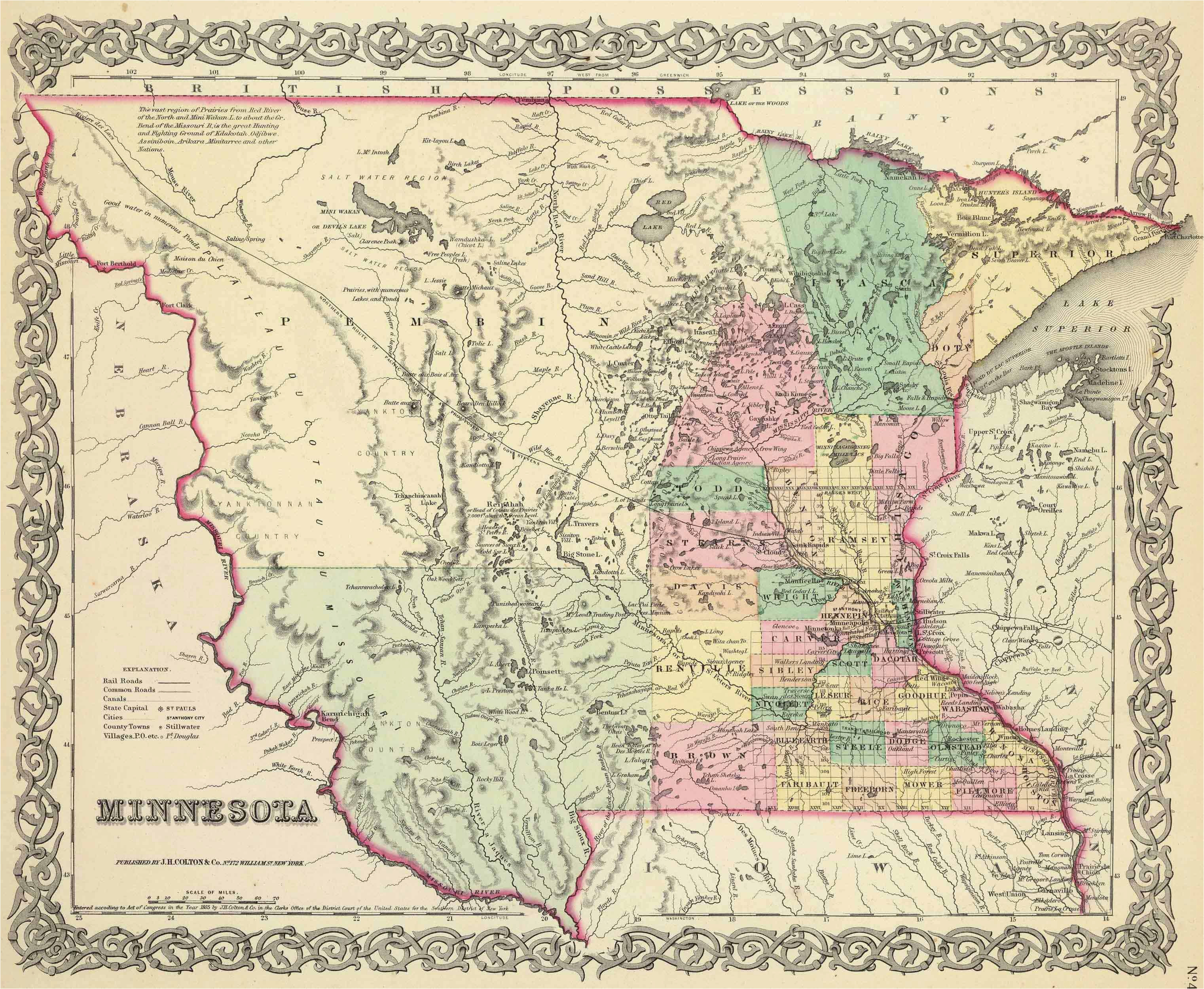 old historical city county and state maps of minnesota