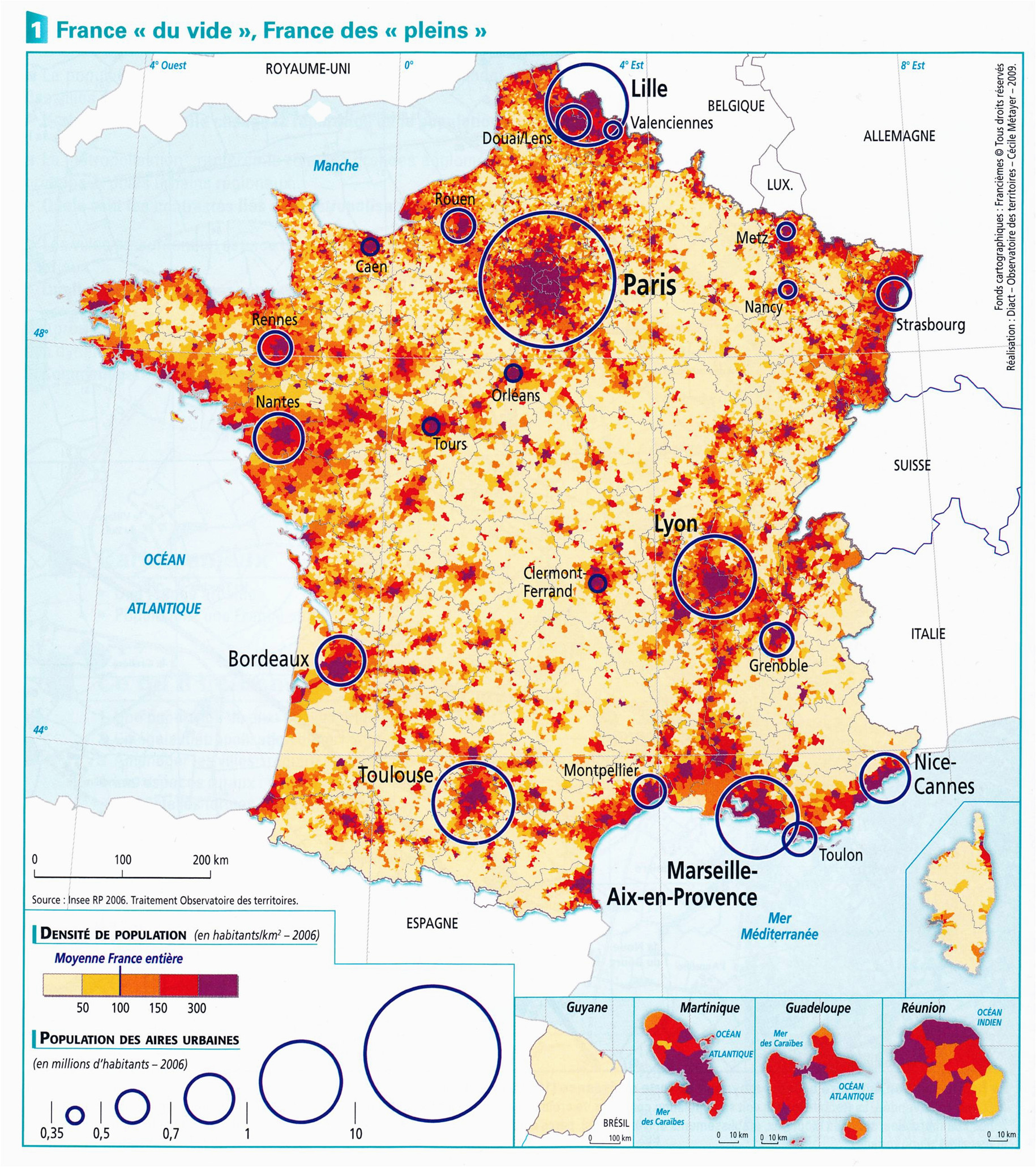 france population density and cities by cecile metayer map france