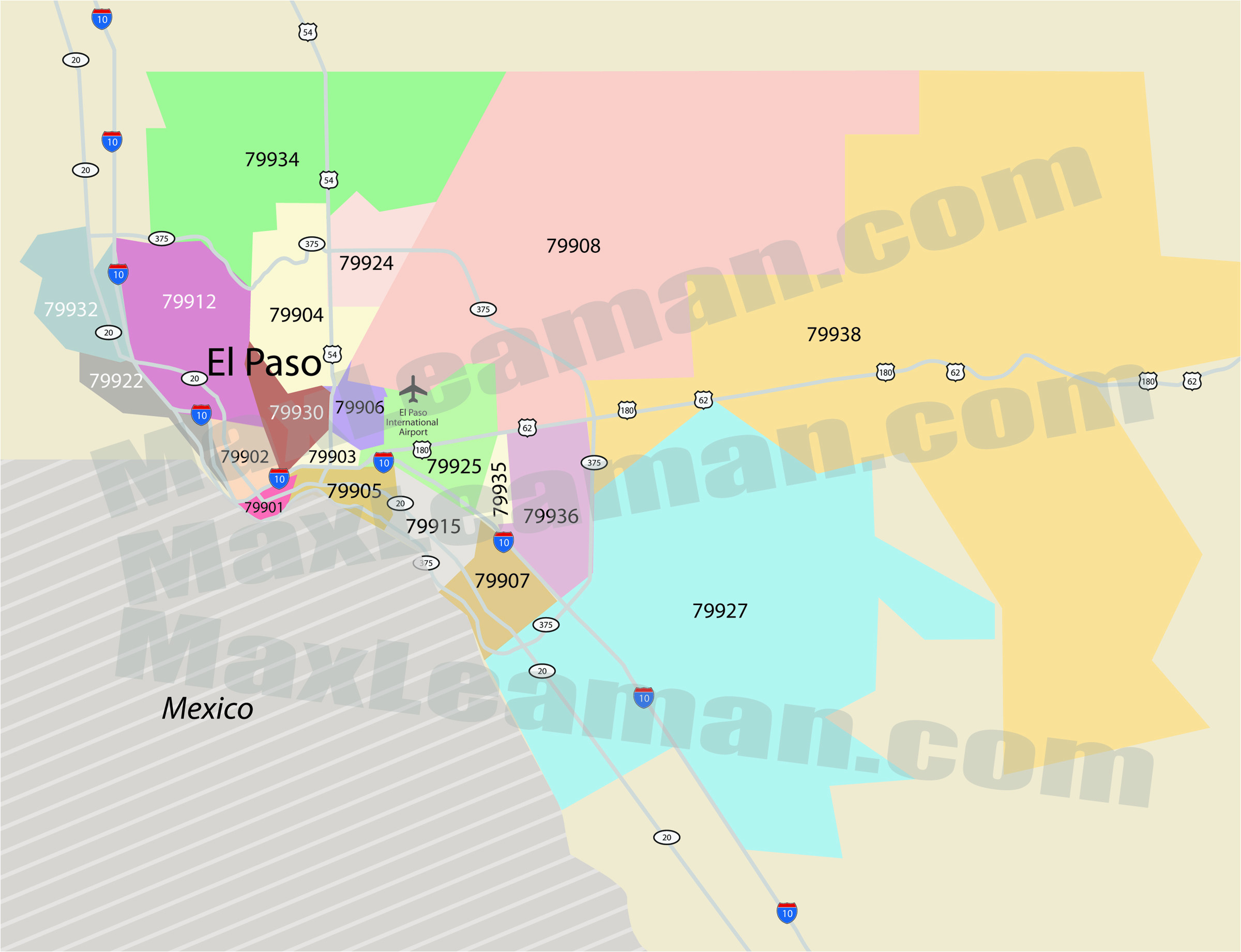 El Paso Texas Zip Code Map Free Printable