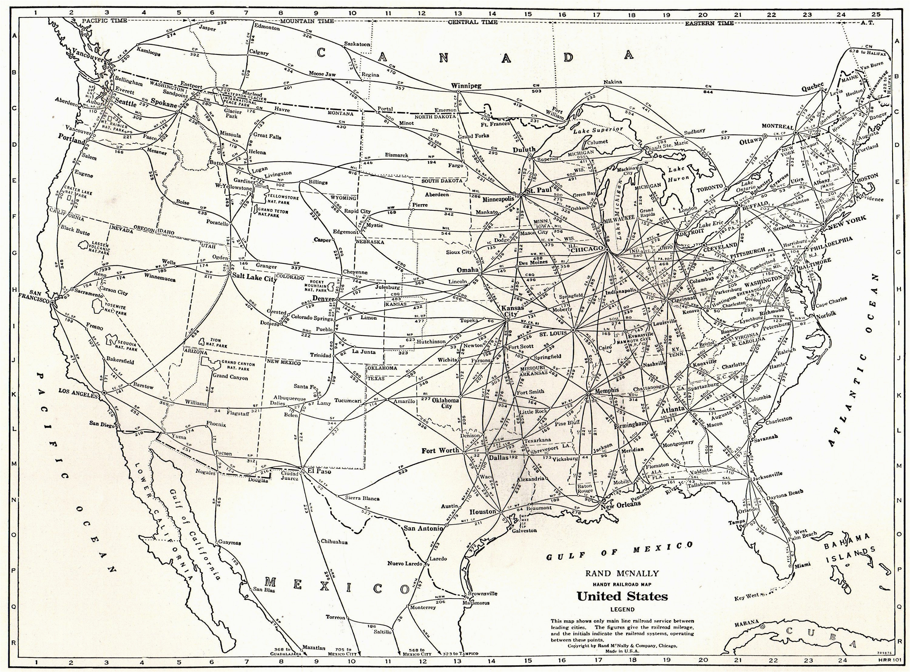 1942 antique united states map railroad map usa map black and white