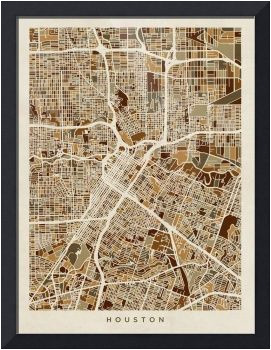 Framed Map Of Texas Houston Texas City Street Map by Michael tompsett Things I Love