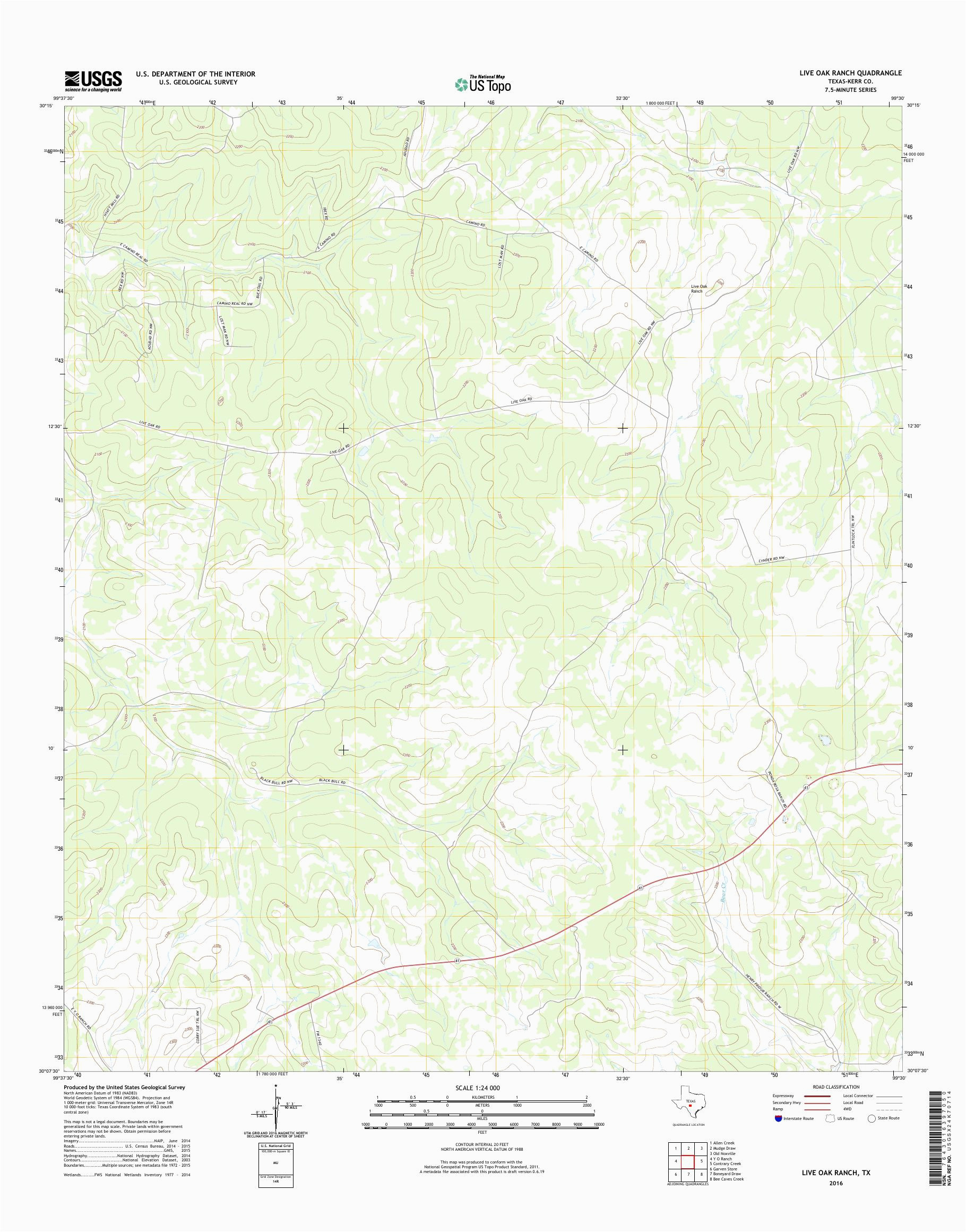 mytopo live oak ranch texas usgs quad topo map