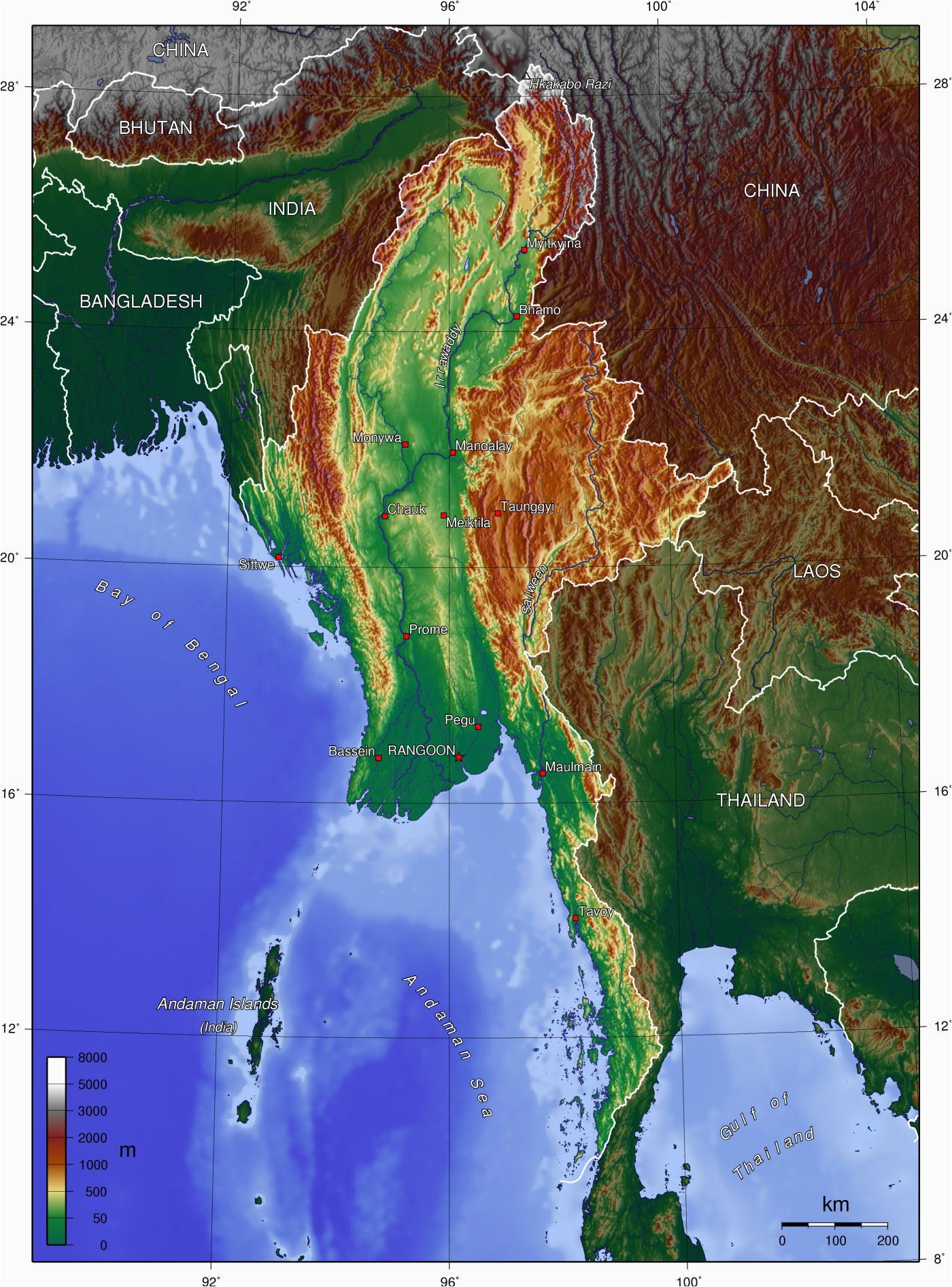 topographic map of myanmar p1 burma campaign singapore travel