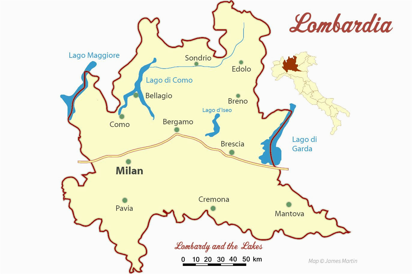 lombardy and italian lakes cities map and travel guide