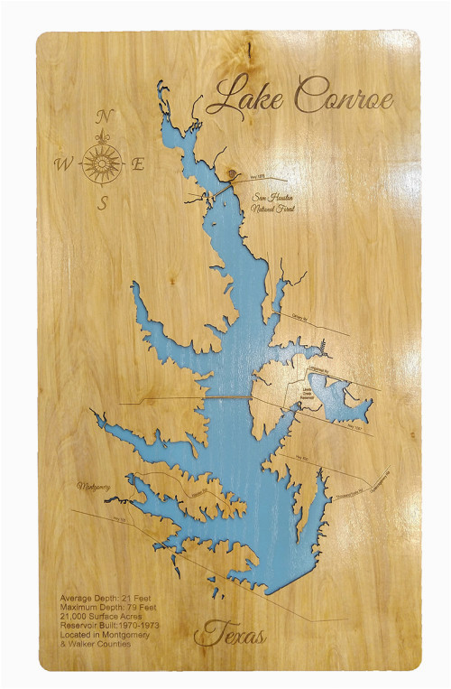 lake conroe texas wood laser cut map phds on artfire