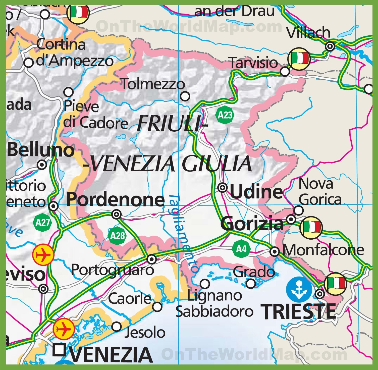 large map of friuli venezia giulia