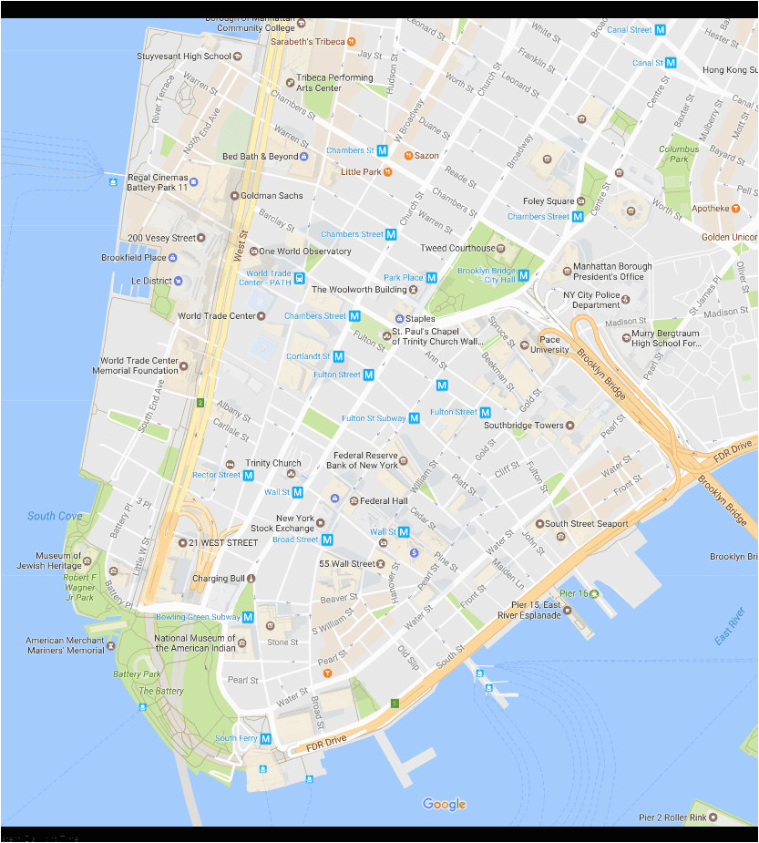 financial district neighborhood new york city map