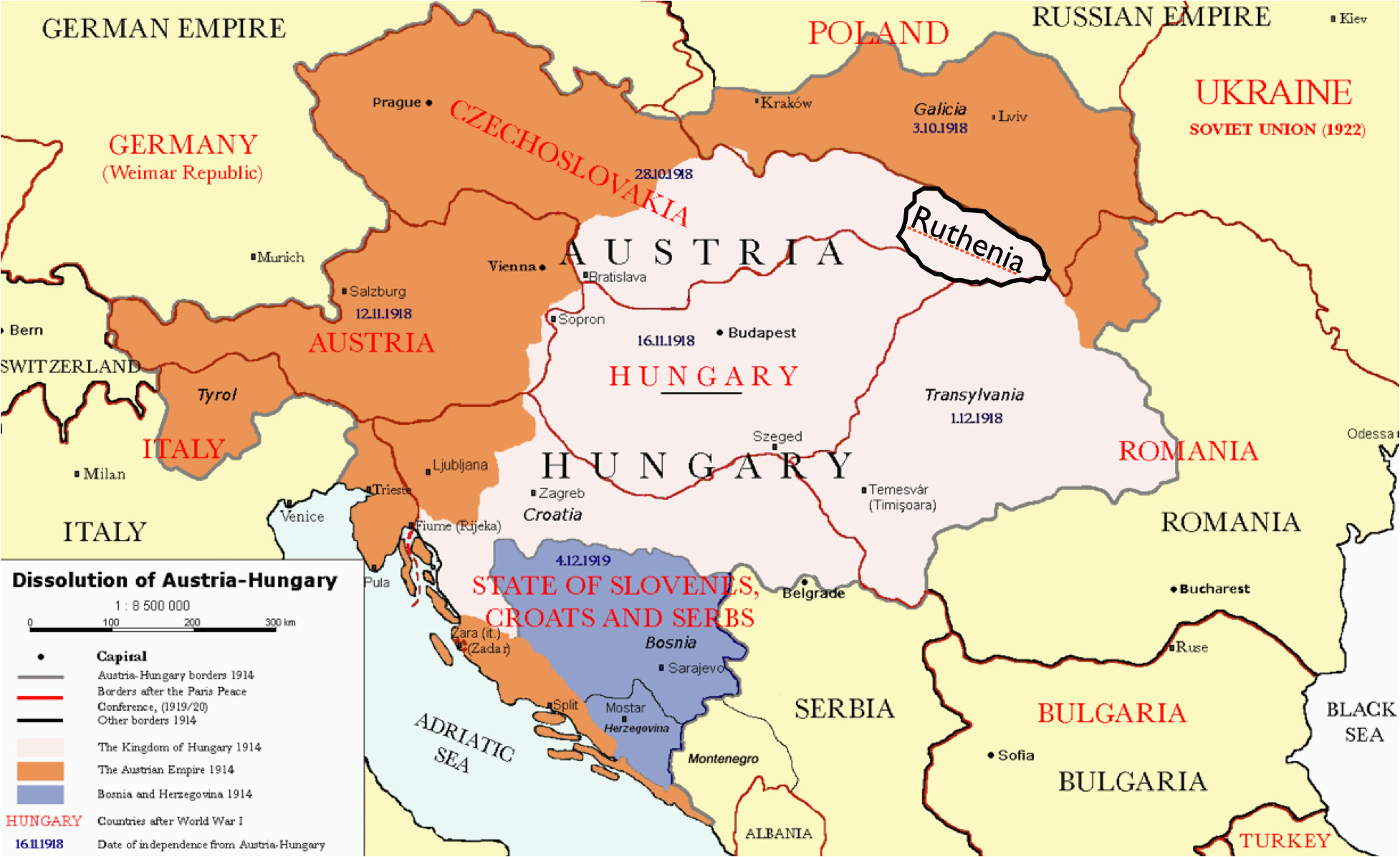 Австро-Венгрия в первой мировой войне карта