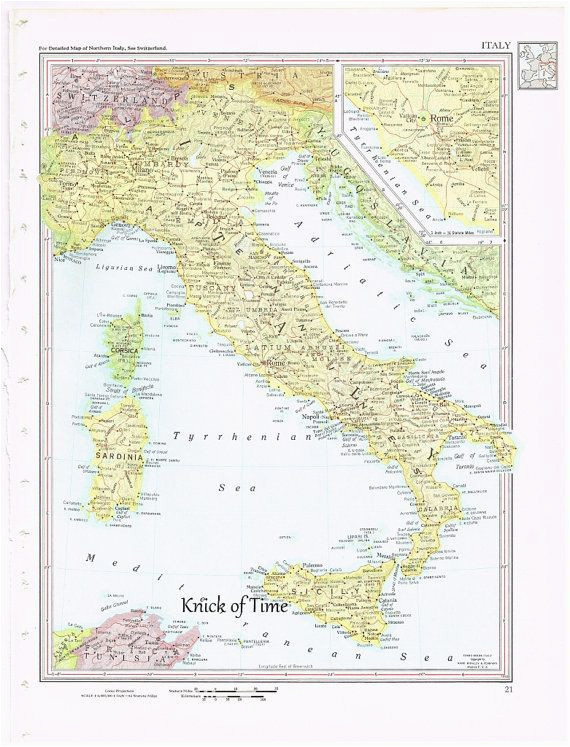 1960 vintage map italy by knickoftime world maps vintage maps