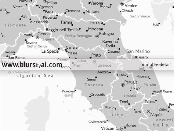 8x10 16x20 printable map of italy italy map with cities italia