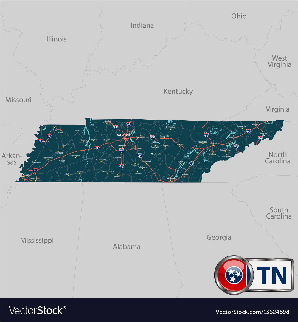 tennessee outline vector luxury map of state tennessee usa royalty