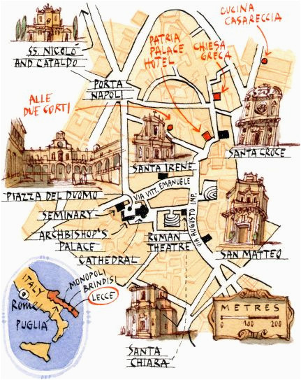 michele tranquillini map of lecce apulien lecce italy italy