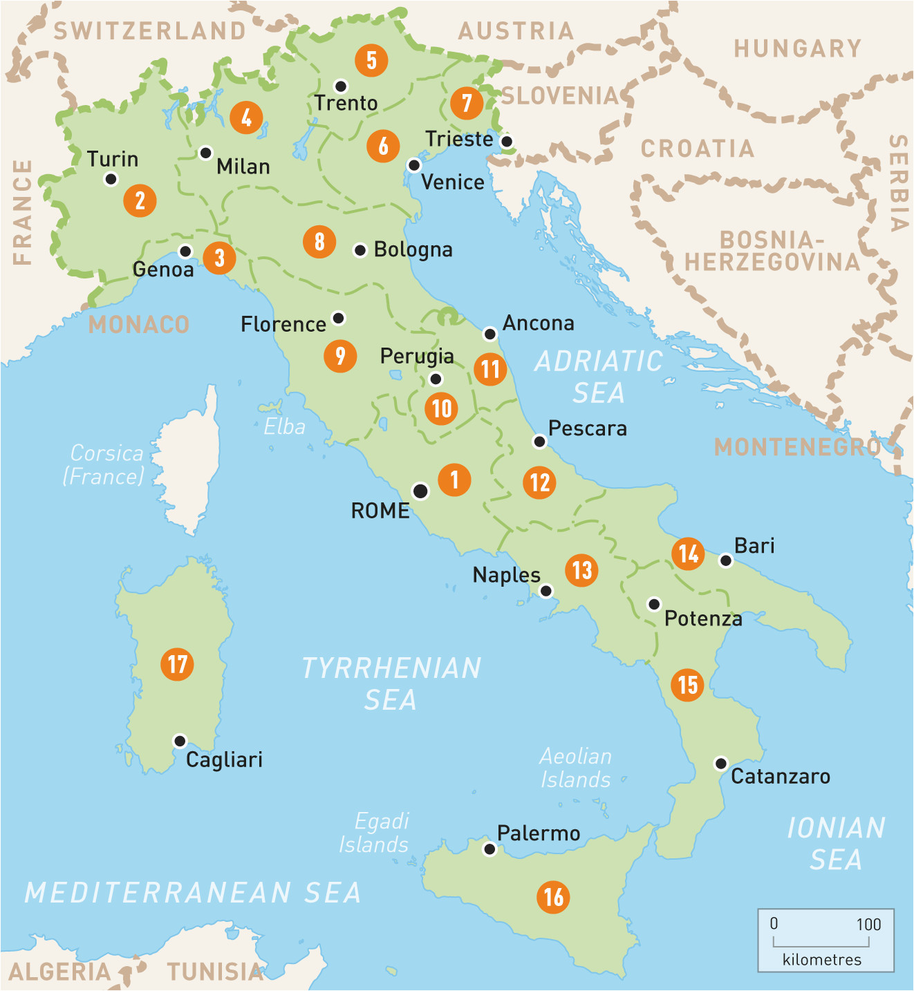 Mapa De Italia Com Cidades