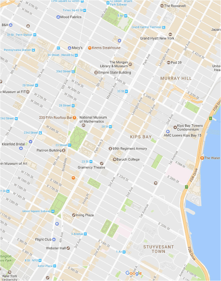 union square flatiron murray hill and gramercy map